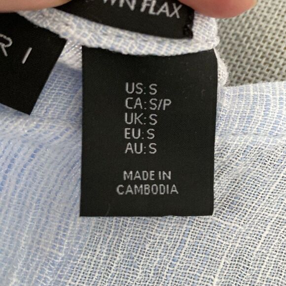 Tahari Blue European Linen Blouse sz S Relaxed Fit Breezy Summer Lagenlook - Picture 7 of 9